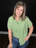 Crinkle Button Down Blouse