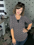 Black Ditsy Floral 3/4 Sleeve