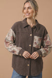 Brown & Floral Ribbed Shacket