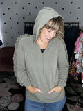 V-neck Hoodie With Ruffled Arms