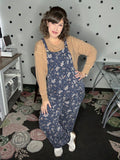 Navy Floral Ribbed Knit Jumpsuit