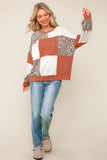 Rust and Cream Color Block Pullover