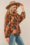 Fall Patchwork Peasant Top