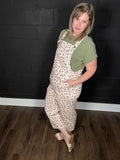 Oatmeal Floral Bib Overalls