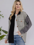 Striped Contrast Button Up Shacket