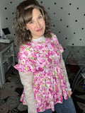 Buttery Soft Babydoll Top - Pink Floral