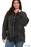 Black Cotton Gauze Button Down