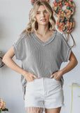 Ribbed Knit V-Neck