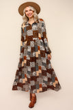 Leopard Patchwork Long Sleeve Dress