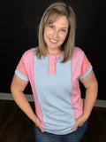 Color Block Ribbed Knit Tee
