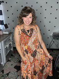 Rust Patchwork Sleeveless Dress