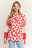 Red Hearts & Plaid Long Sleeve