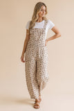 Oatmeal Floral Bib Overalls