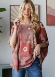 Fall Florals Oversized Top - Mocha