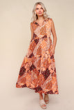 Rust Patchwork Sleeveless Dress