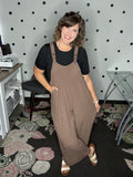 Woven Crepe Wide Leg Overalls