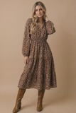 Caramel Dotted Midi Dress
