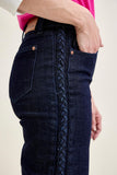 Judy Blue Braided Wide Leg Crop - Dark Wash