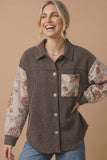 Brown & Floral Ribbed Shacket