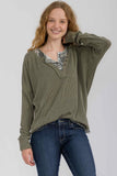 Olive & Plaid Henley Top