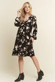 Black Floral Long Sleeve Dress