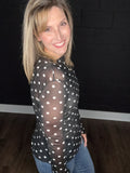 Polka Dot Mesh Tops