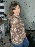 Brown Floral Hoodie