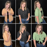 Crinkle Button Down Blouse