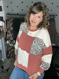 Rust and Cream Color Block Pullover