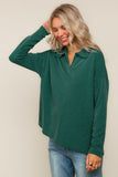 Ribbed Knit Collared Long Sleeve