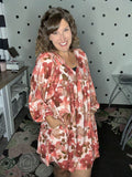 Rust Floral Swing Dress