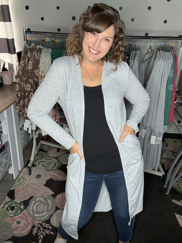 Heather Grey Duster Cardigan