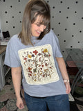 Grey Tee with Floral Patchwork