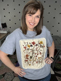 Grey Tee with Floral Patchwork