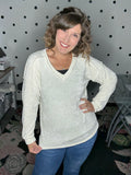 Solid Chenille V-Neck Sweater
