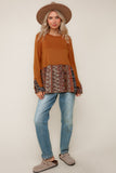 Bohemian Rust Babydoll Long Sleeve