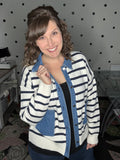 Stripes & Denim Sweater Cardigan