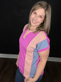 Color Block Ribbed Knit Tee