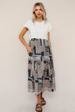 Ivory & Patchwork Midi Dress