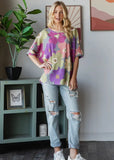 Fall Florals Oversized Top - Grey