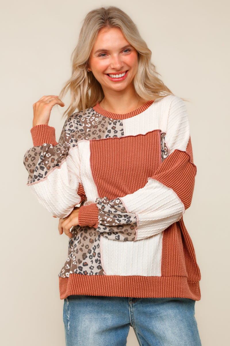 Rust and Cream Color Block Pullover – Hello Gorgeous Boutique by Alyssa