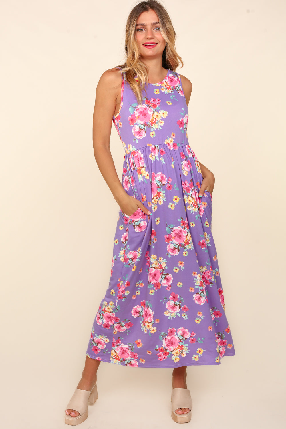 floral tank maxi dress Lilac Floral Tank Maxi Dress M