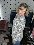 Beige Leopard Long Sleeve V-Neck