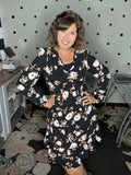 Black Floral Long Sleeve Dress