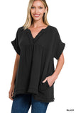 Cotton Gauze Raw Edge Tunic