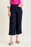 Judy Blue Braided Wide Leg Crop - Dark Wash