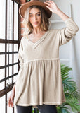 Waffle Knit Babydoll Top