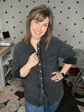 Black Cotton Gauze Button Down