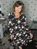 Black Floral Long Sleeve Dress