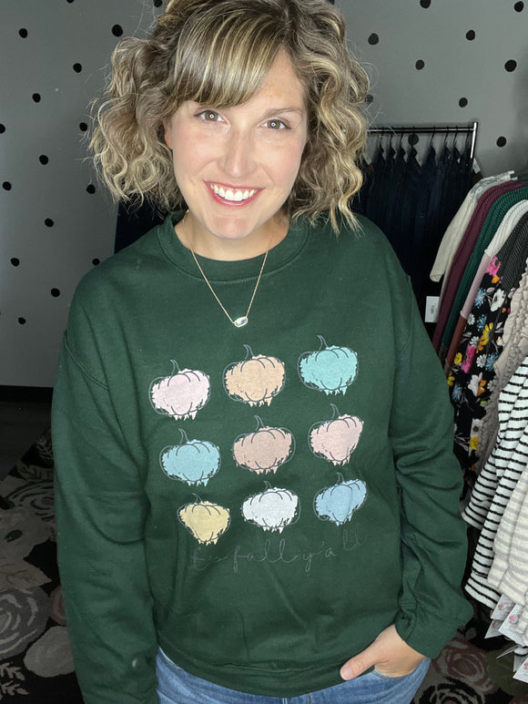 Grid of Pumpkins - Forest Green Sweatshirt